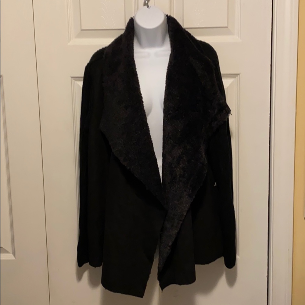 Heavy Knit, Faux Fur Black Sweater